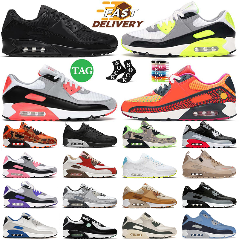 Nike Air Max Airmax 90 Originals OG Running Shoes Mens Women Sports Designer Sneakers Phantom Coconut Milk Black White Infrared Caramel Trainers
