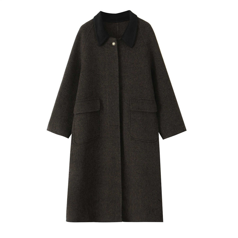 D3353 Autumn and winter double-faced cashmere coat for women, medium and long, fashionable and loose commuting wool