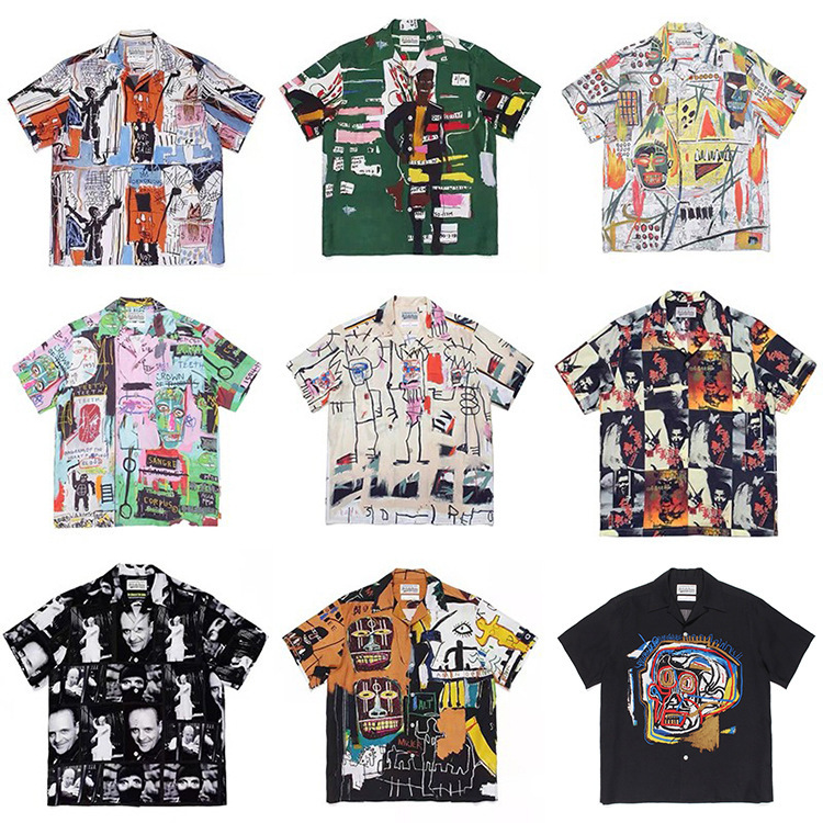 Men's Designer Shirt Aesthetics: Vintage Graffiti T-shirts, High-end Streetwear Brands, Short-sleeve Casual, Washed and Distressed Sportswea