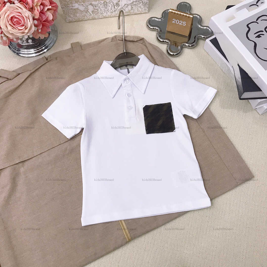 New Short sleeve Polo shirt lapel tee Embroidery logo kid t shirt child tshirt kids designer clothes Brown pocket trim boys girls T-shirts-image-1038703819