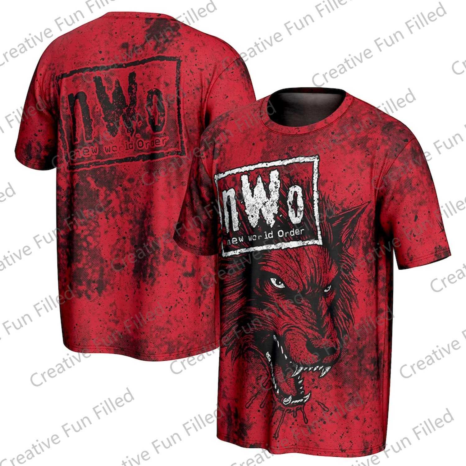 Men's T-Shirts Newly arrived summer wrestling competition in 2024 nWo ProSphere Wolfpac oversized children/adult T-shirt J241209