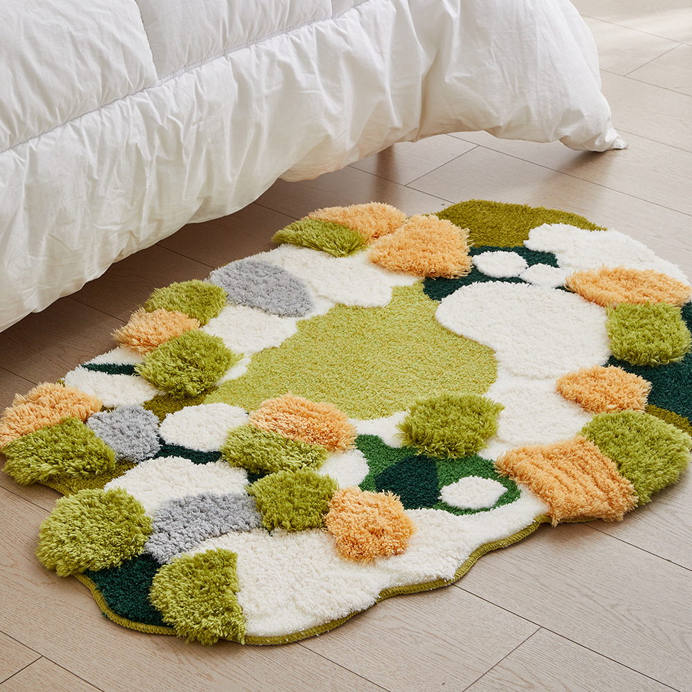 Bedroom carpet, irregular moss forest, three-dimensional long haired living room floor mat, decorative balcony mat-image-1038624164
