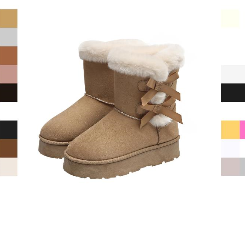 Platform winter hot buy fur furry womens snow boots thick bottom designer insulation anti slip boots mens plush martin shoes boot