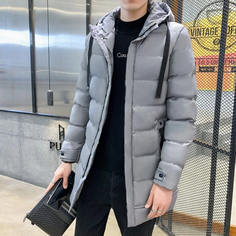2024 Winter Men Long Down Jackets Windbreaker Hooded Coat Casual Puffer Parkas Outerwear Mens Jacket Cotton Padded Parka Coats 241212Z