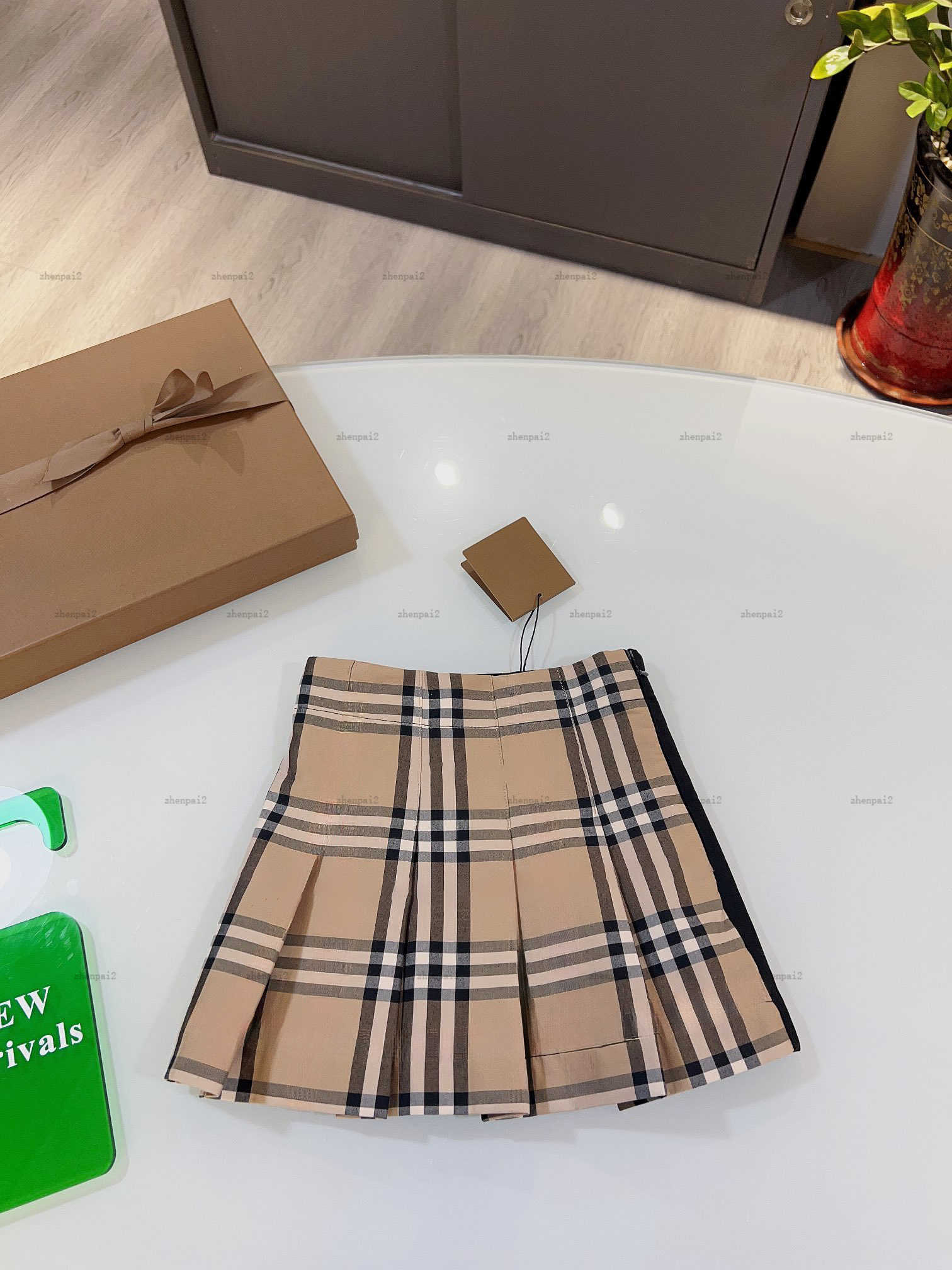 Luxury girl short skirt child dress Baby Pleated khaki skirt kids designer clothes Multicolor striped print design Princess Dresses