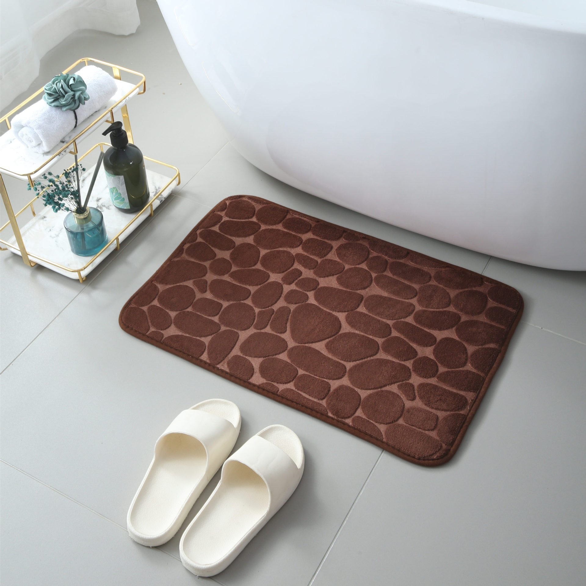 Toilet Floor Mat, Bathroom Door Absorbent Foot Mat, Toilet Quick Drying Anti Slip Carpet, Coral Velvet Toilet Entrance Mat-image-1038814380