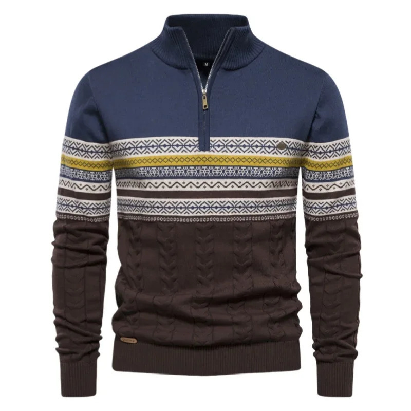Autumn and Winter Mens Knitted Half Zipper Pulling Sweater Vneck Jumper Casual 2XL 241213Z