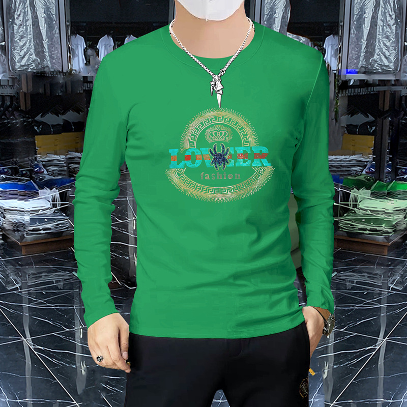 Men's Fashion Long Sleeved T-shirt Glitter Luxurious Brand Male Tops Comfortable High-quality New Stylish Man Clothing Slim Fit Pullover-image-760019963