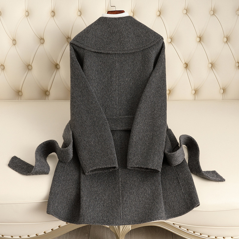 D3238 nouveau manteau en laine mince à revers à lacets automne et hiver