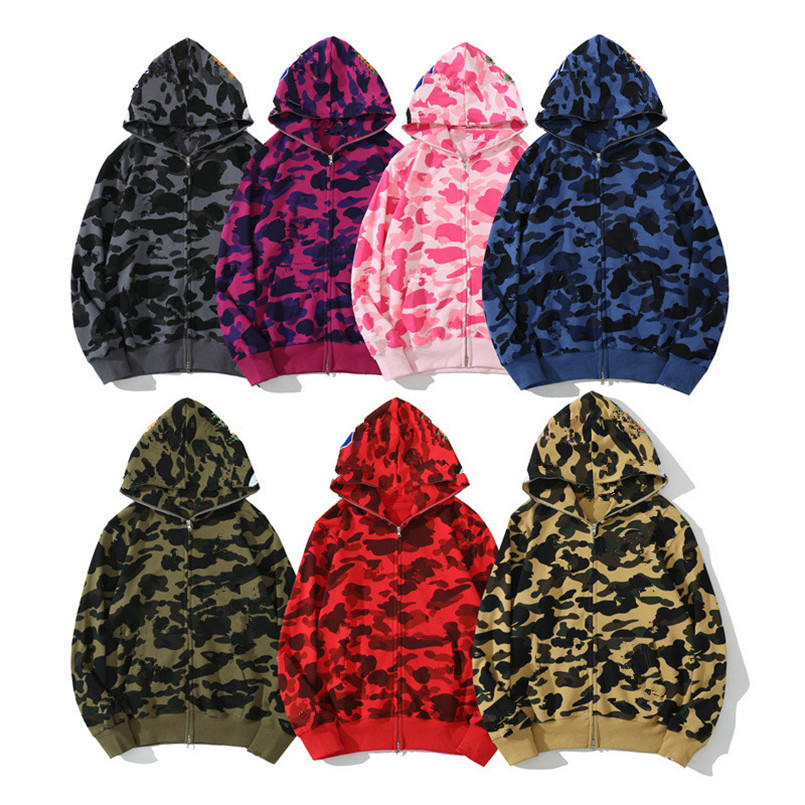 Sweats à capuche Designer Mens Designers T-shirt à capuche Full Zip Up Camouflage Sweat à capuche à manches longues Homme Femmes Sweatshirts Tops