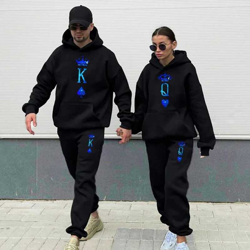 High Quality Couple sportswear set King Queen hoodie two-piece set couple hoodie set hoodie pants two-piece set streetwear mens matching clothing T2