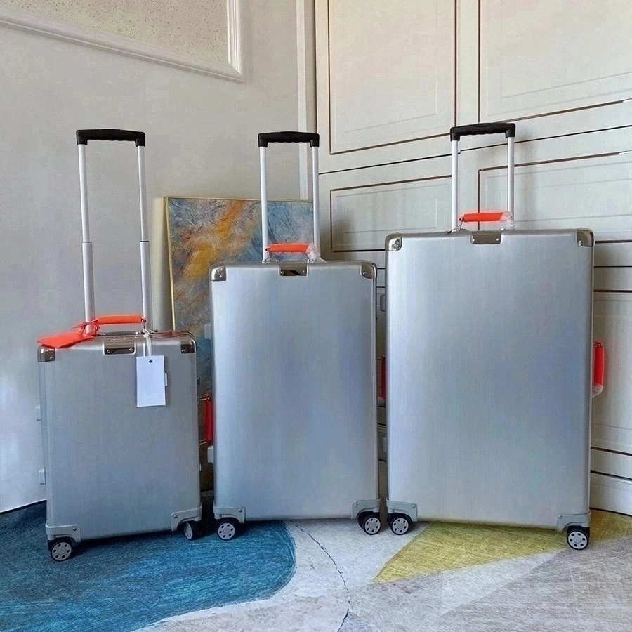 Classic Suitcase Designer Luggage Aluminum Alloy Boarding Case 20/26/30 Inches Large Capacity Travel Trolley Case Leisure Suitcases Hand Bag-image-1017399096