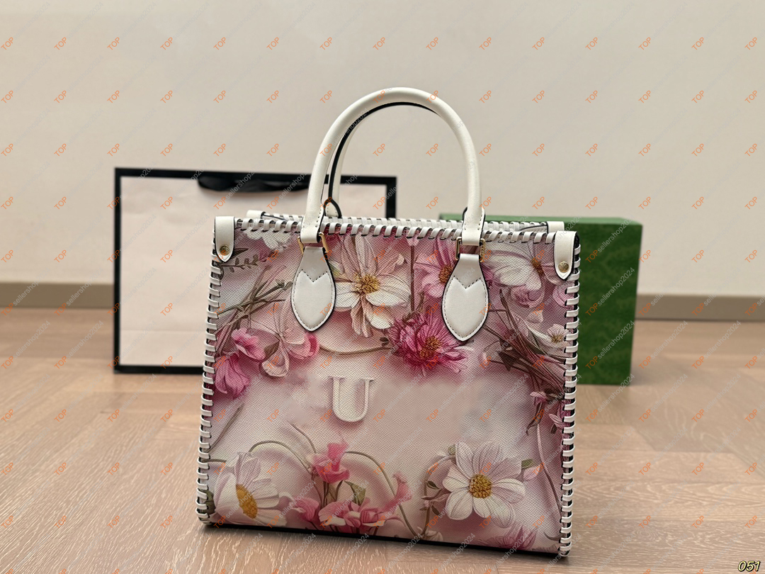 Designer Tote Bag High Quality Leather Flower Printed Women's Large Capacity Handbag Side Woven Fashion Shopping Bag Women's Purse Desi