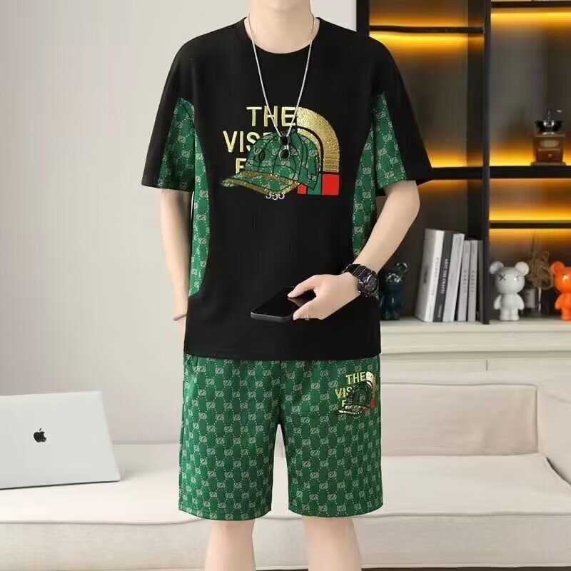 Men's Tracksuits Men's Summer Short Sleeve T-shirt Casual Set 2024 New Men's Shorts T241223