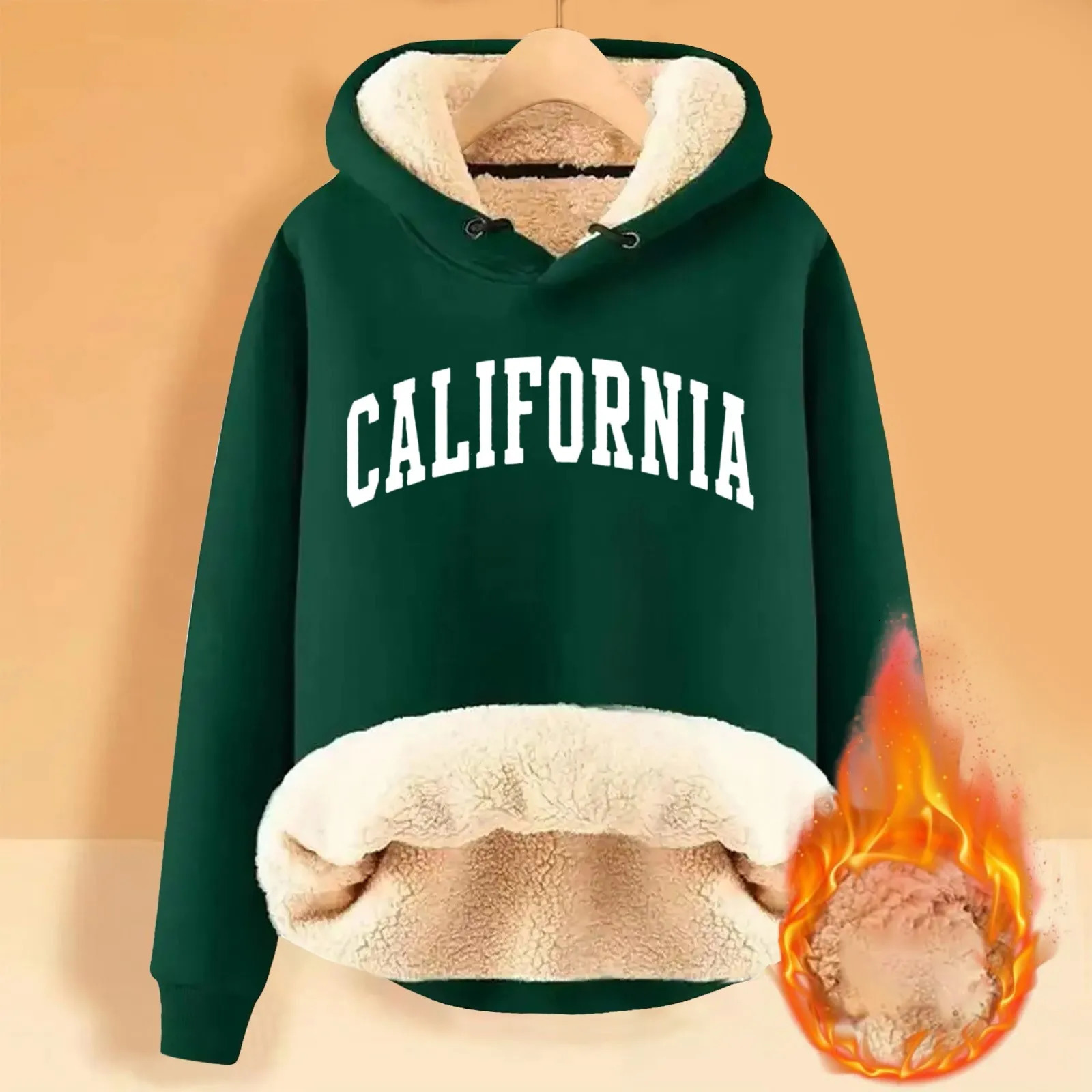 Womens Winter Padded Thickened Warm Solid Colour Multicolour Cardigan Lambswool Hooded Sweatshirt Jacket 241220 34
