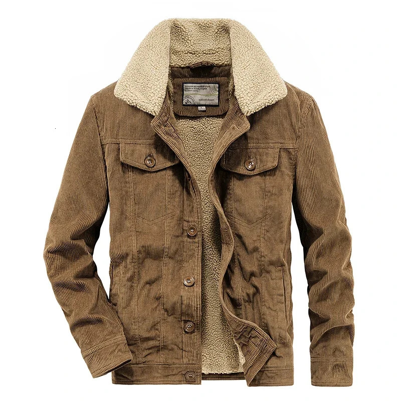 Mens Winter Cashmere Jacket Retro Khaki Coral Thick Wool Lining Warm Parka Hunting Fur Collar Coat 4XL 241213Z