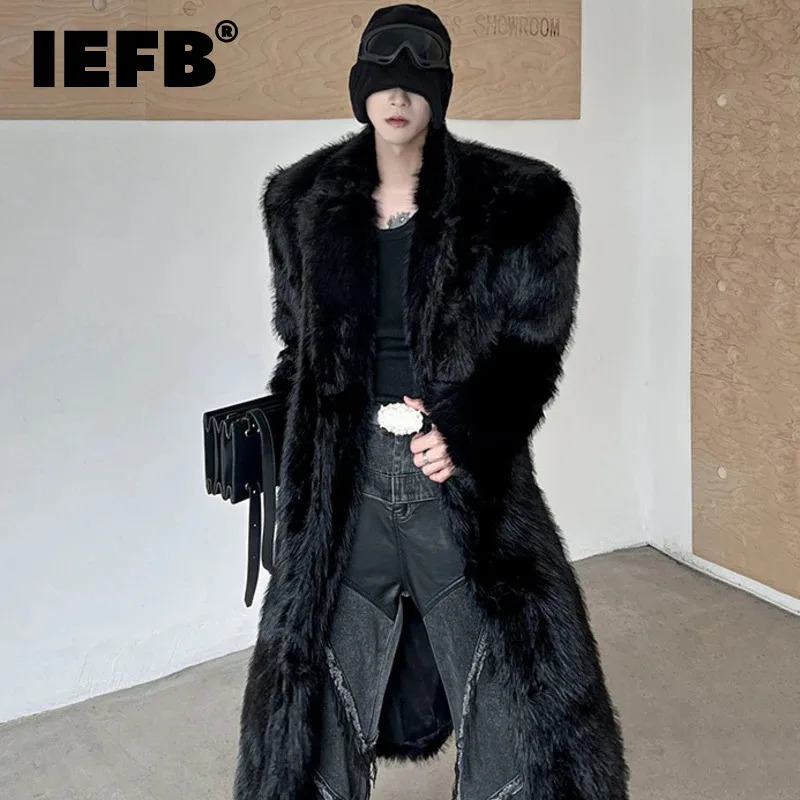 IEFB Winter Mens Artificial Fur Coat with Collar Silhouette Solid Color Simple Autumn Trend 24E5804 241213Z