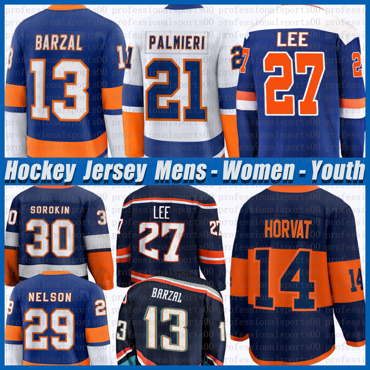 13 Mathew Barzal new york hockey jersey islandersS jersey Anders LeeS Brock Nelson Ilya Sorokin Bo Horvat Simon Holmstrom Maxim Tsyplakov Pageau-image-937603612