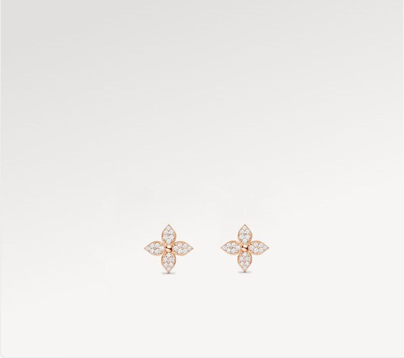 Marque de luxe Designer Or Rose S925 Argent Diamant Fleur Stud Géométrique Classique Femmes Cristal Rhindiamone Perle Boucles D'oreilles Bijoux D