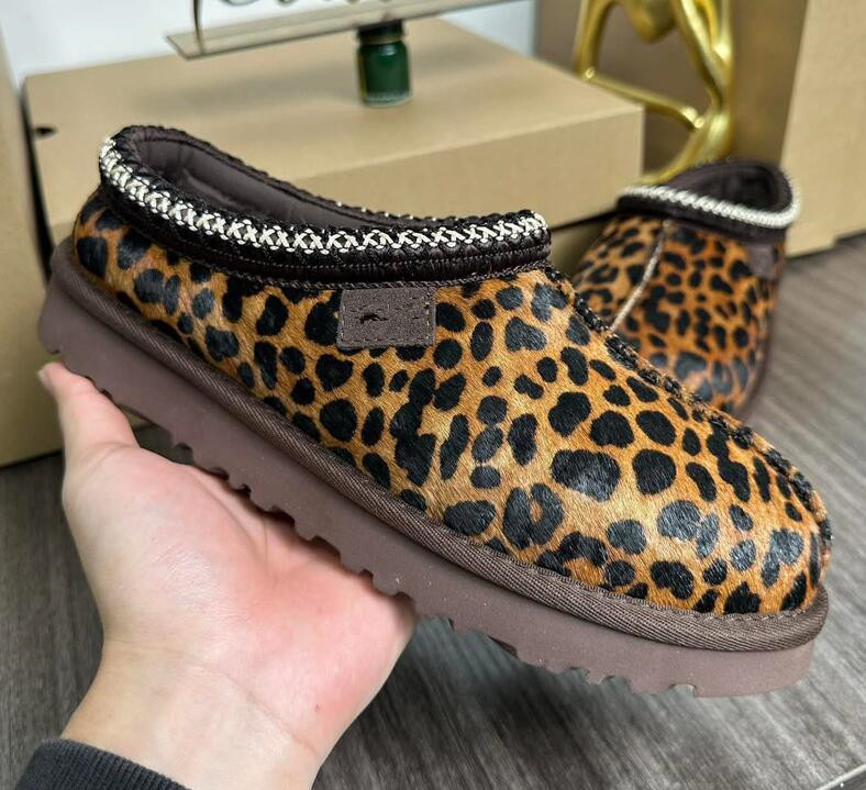 Women Tazz Braid slippers platform snow boots tasman keep warm slippers leopard print Plush Winter casual boots with box card dustbags Beautiful Chr