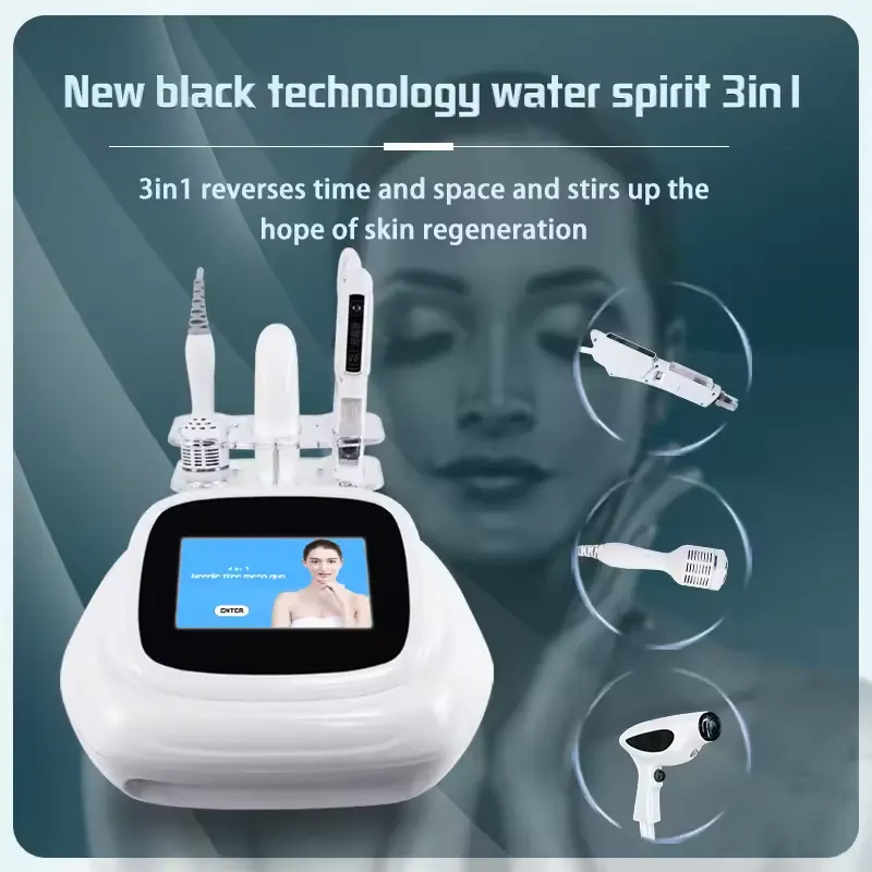 Multifunctional Meso Gun for Aesthetic Facial Beauty Anti-aging Treatments 3 in 1 RF Face Lifting Deep Firming Anti-wrinkle Ice Hammer Beauty Machin