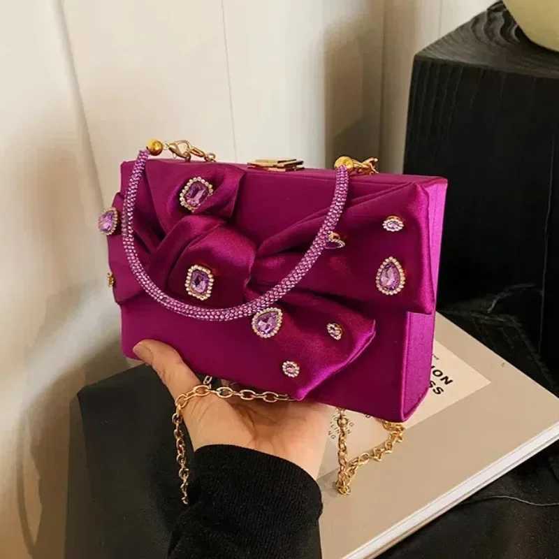 Exquisite Bow Top Handle Party Box Clutch Fashion Wallet and Handbag Female Designer Evening Chain Shoulder Bag Z241225