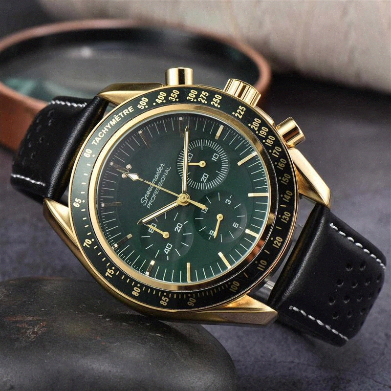 Montre homme quartz chronographe bracelet cuir analogique numérique acier inoxydable style business t99C#