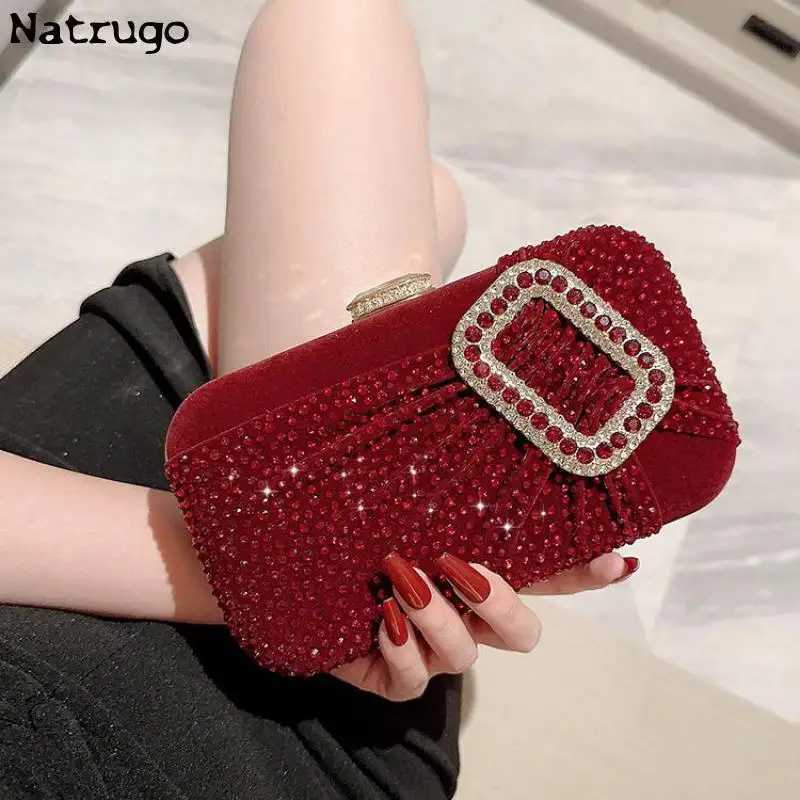 Elegant and sexy red womens luxury special crystal bead evening clutch bag brides wedding party handbag beads new model Z241225