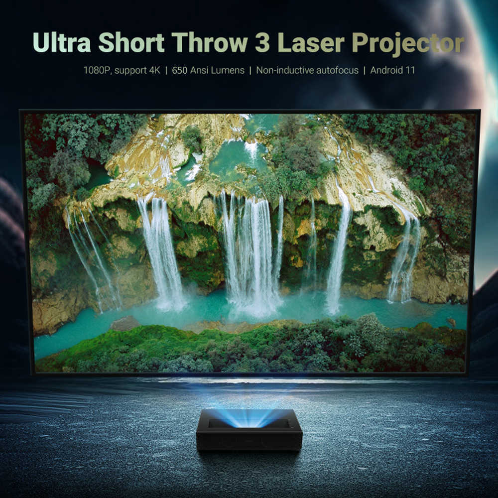 Home 4K laser projector Living room wall cast small laser TV DLP ultra short focus home projector CL241225-image-992037484