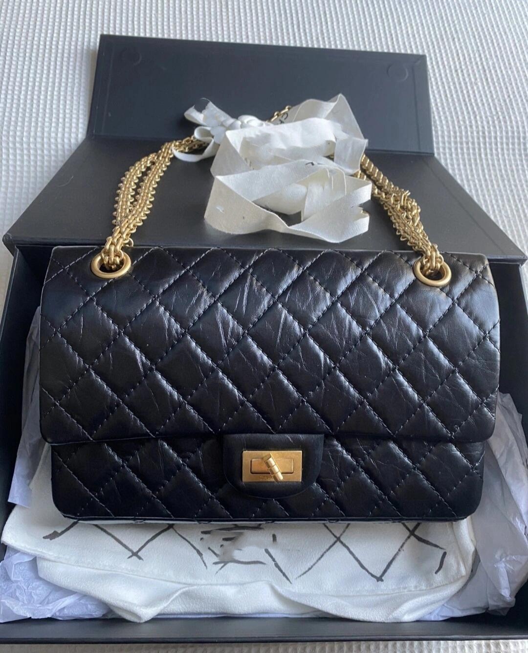 20A bag with box, top-quality vintage double flip bag, designer 25CM genuine leather, caviar, sheepskin, classic all black quilted handbag,2025