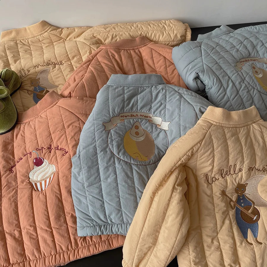 Winter Kids Plush Coat Childrens Cotton Thicken Jacket Down Parkas For Girls Boys Cute Cartoon Baby Snow Wear 241225