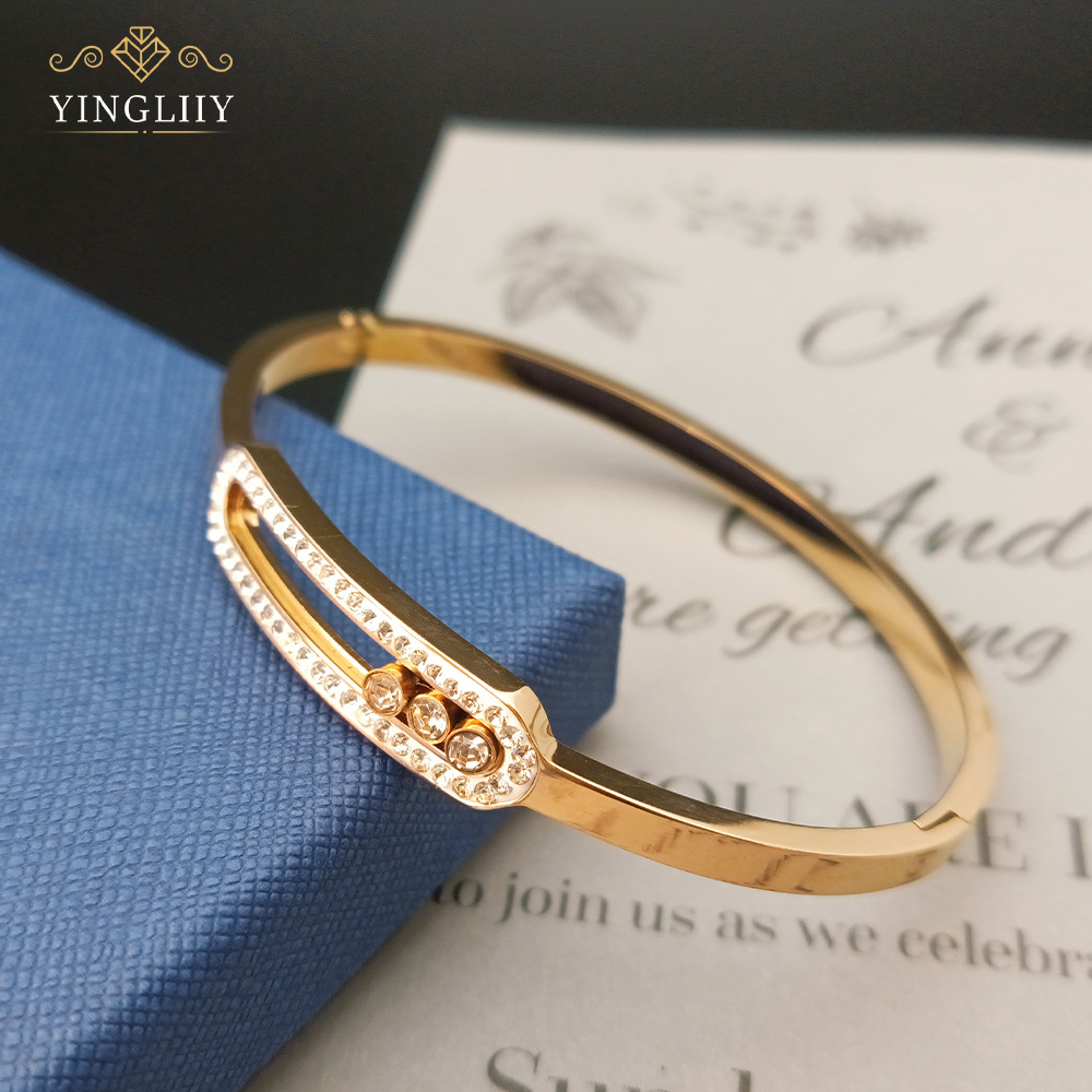 Bracelets de charme en or Designer Brangle Bangle Designer juif pour femmes classiques trois bracelets de manchette en zircon mobile pour les ama