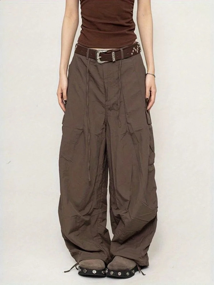 HOUZHOU Retro Y2K Luggage Cargo Pants Oversized Harajuku Womens Jogger Sports Pants Korean Fashion Mens Pocket 241224