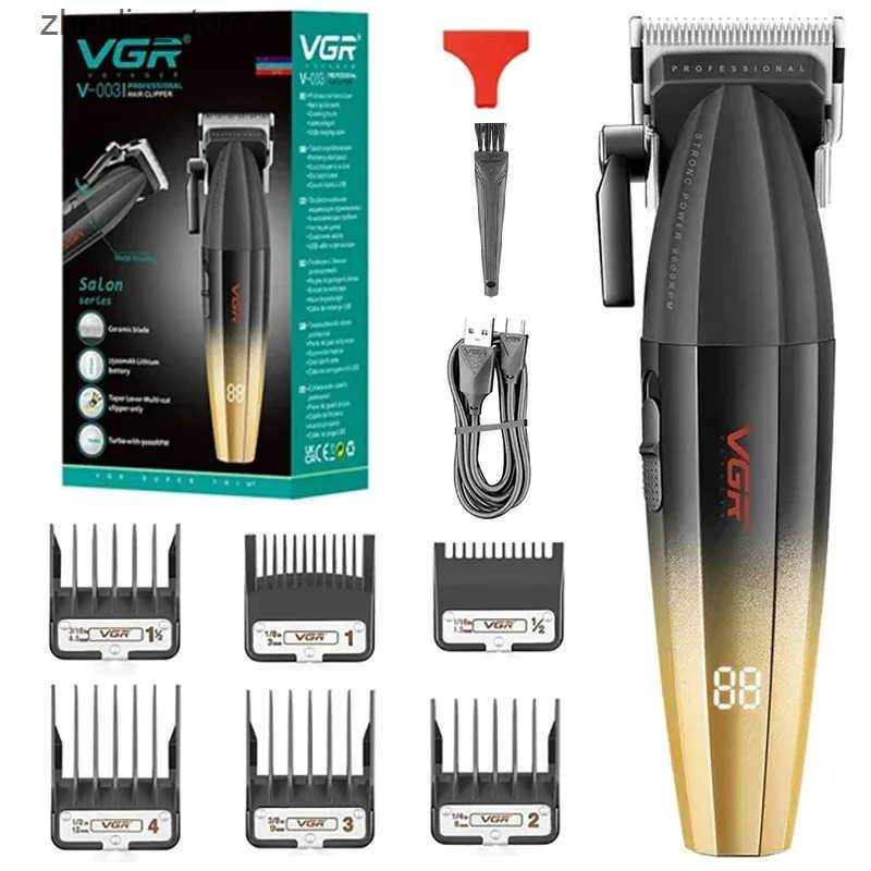 Hair Clippers VGR Metal 9000RPM Professional Mens Hair Clipper Rechargeable Hair Trimmer Barber Cordless Hair Cutting Electric Salon R240901-image-1039390494