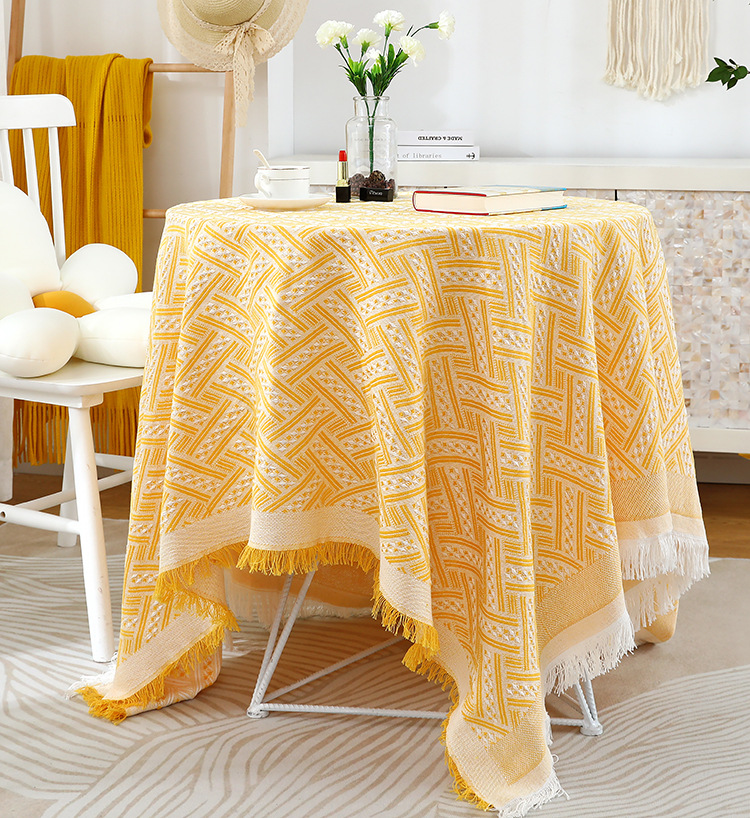 Coton rond de premium et lin en dentelle blanche Tableau de table à manger O-3