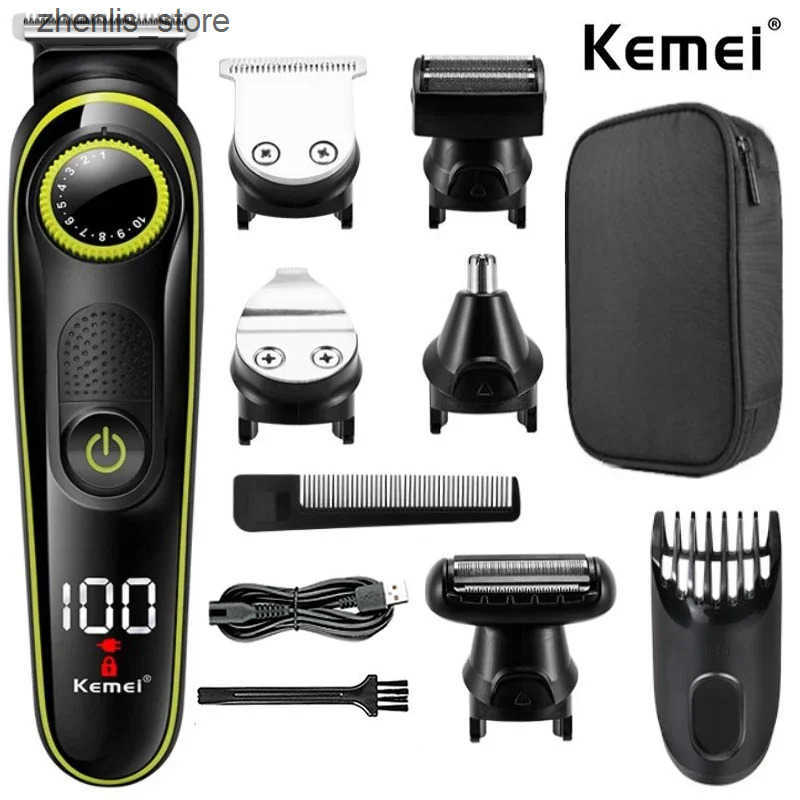 Hair Clippers Kemei 696 Electric Hair Clipper Multifunctional Trimmer For Men Electric Shaver For Mens Razor Nose 5 In 1 Professional Trimmer L24-image-1039389638