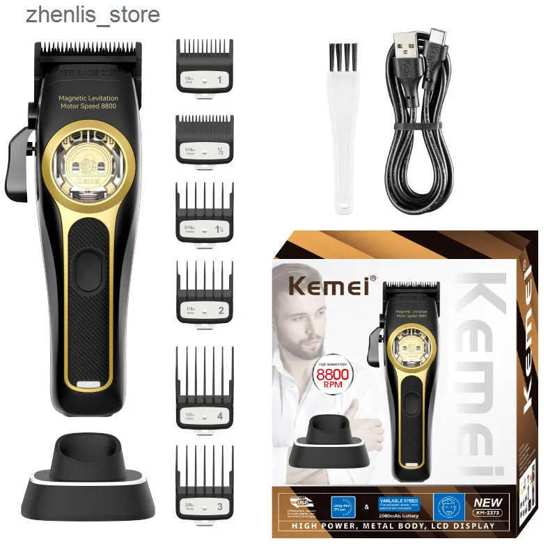 Hair Clippers Kemei KM-2373 Baber Hair Clipper Professional Hair Cutting Machine With Charging Base For Men Electric Hair Trimmer Men Gift z25030-image-1039391409