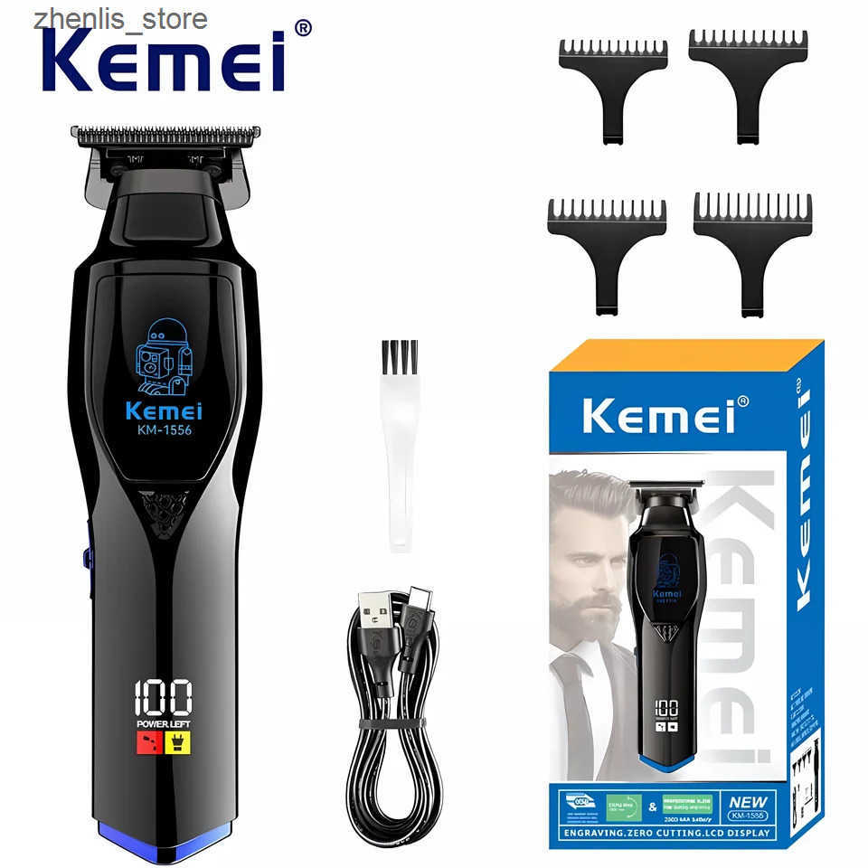 Hair Clippers Kemei KM-1556 Professional Hair Trimmer Cordless Trimmer Electric Hair Clipper Lithium Battery Hair Clipper L240910-image-1039389244
