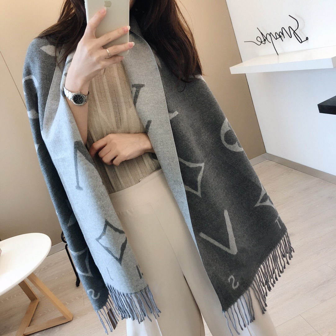 Designer Luxury Scarf Cashmere Thick Shawl Women Long Winter Wram Pashmina Wraps Hijab with Tassel Bufanda Foulard gift Designer scarves for wint-image-896301429