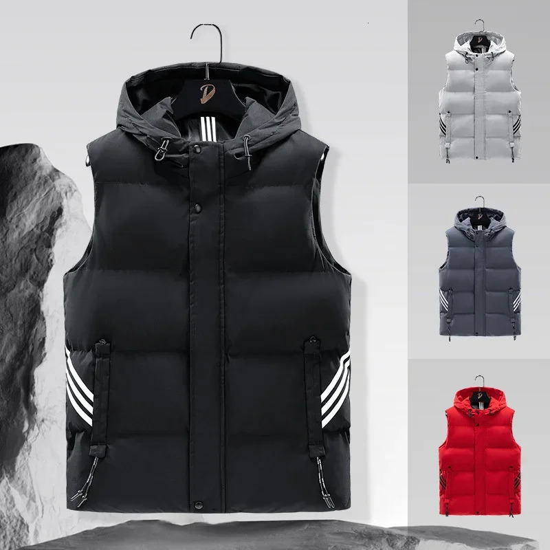 Classic Seller ThreePiece Hooded Vest Mens Thickened Large Size Down CottonStuffed Coat Shoulder Winter Group Buy 241224Z