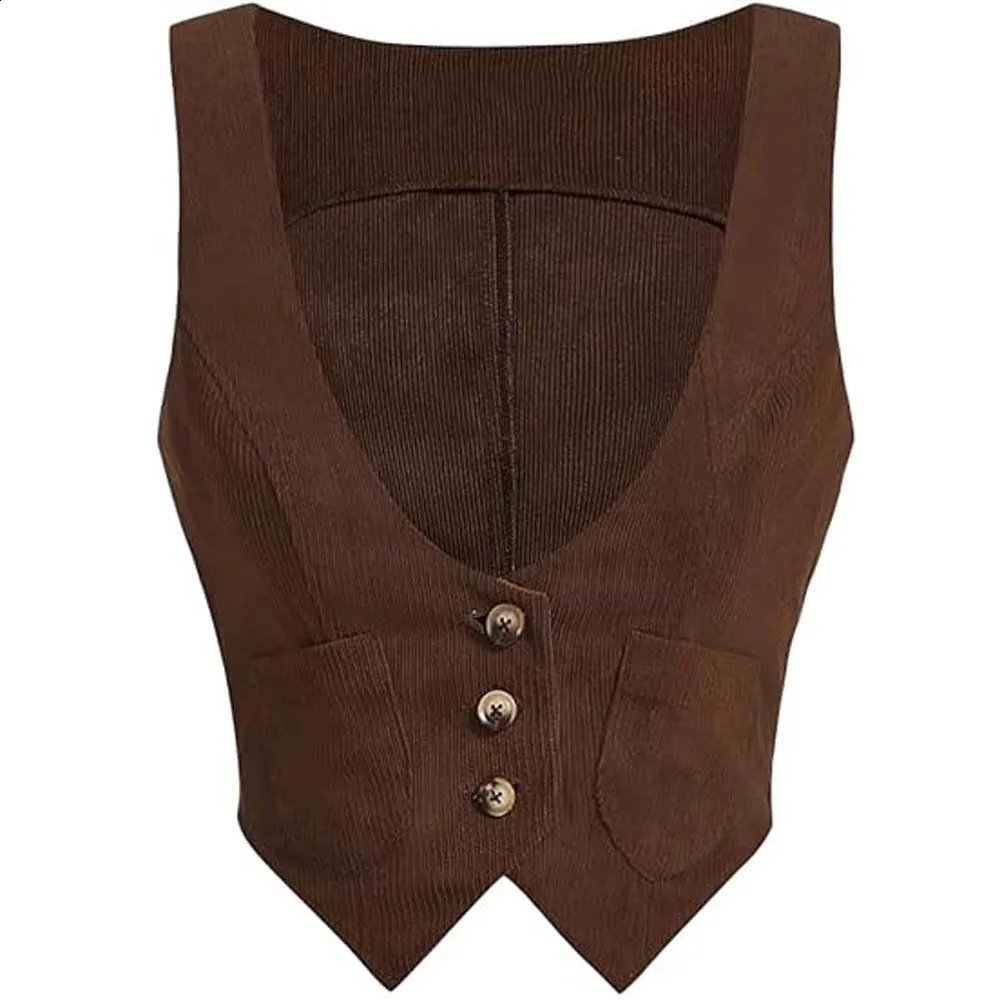 Womens Vest corduroy Spring Jacket Single Breasted Business Slim Fit Waistcoat Women Sleeveless 241224Z