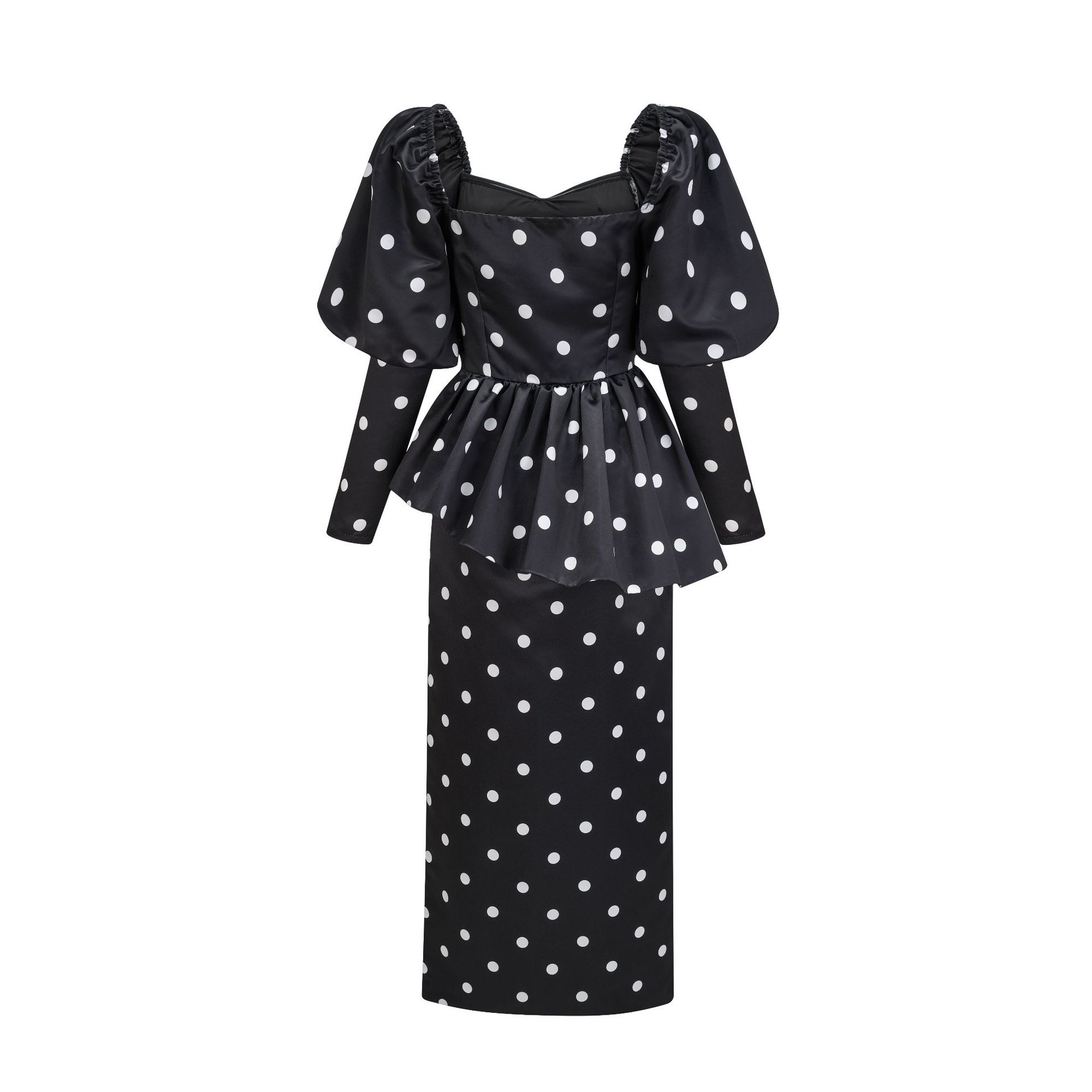 (467) Manches bouffantes au design de niche, jupe longue élégante de style banlieue, robe basique taille haute