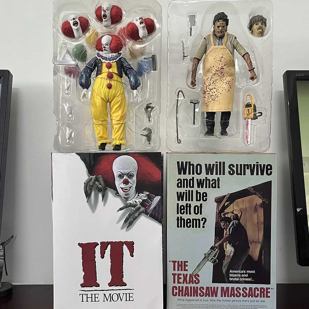 NECA Pennywise Leather Face Joker Stephen King Joker Ultimate Horror Toy Doll Action Character Model Birthday Gift W241226-image-1039488552