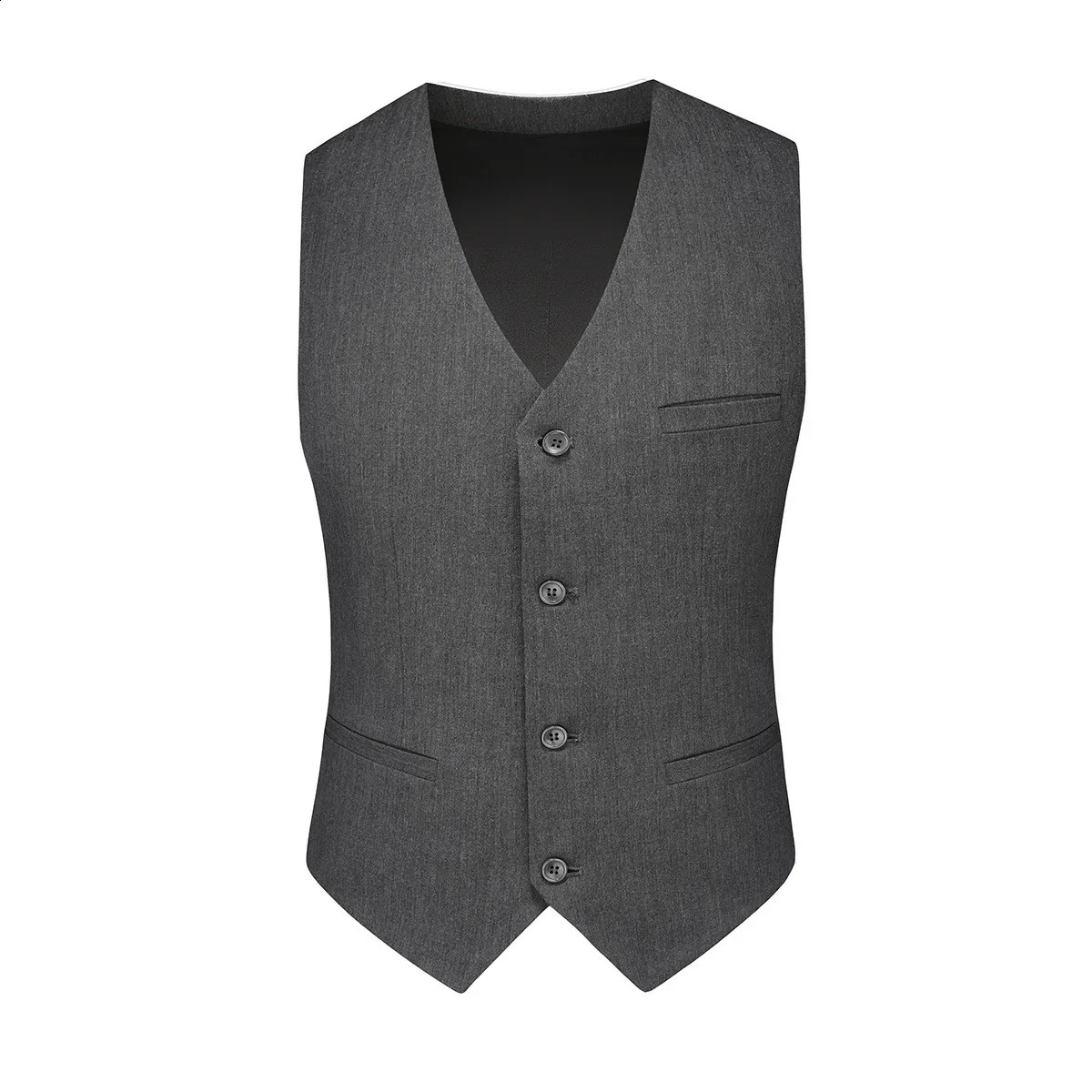 Mens Casual Vest Solid Color VNeck Elastic Single Row For Groomsmen lyweds Smart Suit Jacket 241224Z