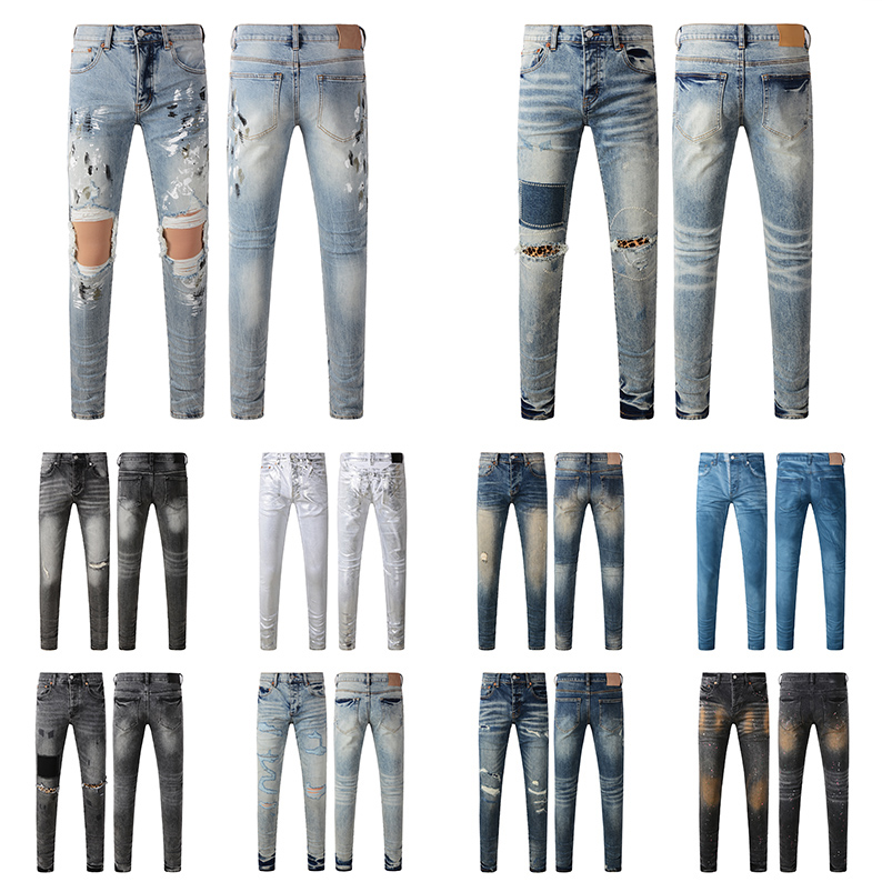 Designers Jeans Mens Distressed Ripped Biker Slim Straight Denim For Men Fashion Denim Jeans Pants Mans Skinny Jean-image-937625645