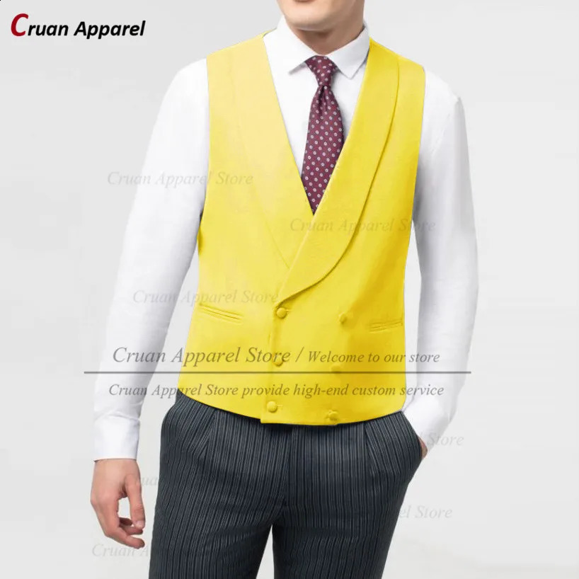 16 Colors Formal Yellow Wedding Mens Vest Suit Waistcoat Sleeveless Jacket Tailormade Slim Shawl Lapel Groom Man Tuxedo 241224Z