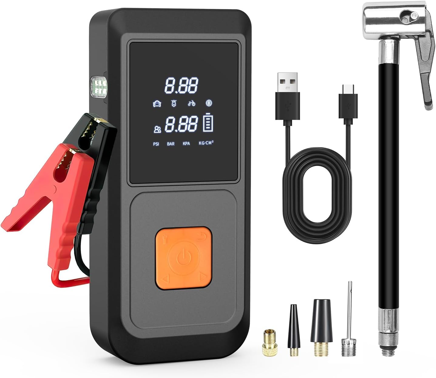 4000A 150PSI portable jump starter battery pack (up to 10.0L gas /8.0L diesel), 12V jump starter for car battery, with large LCD screen and flash-image-1040910728