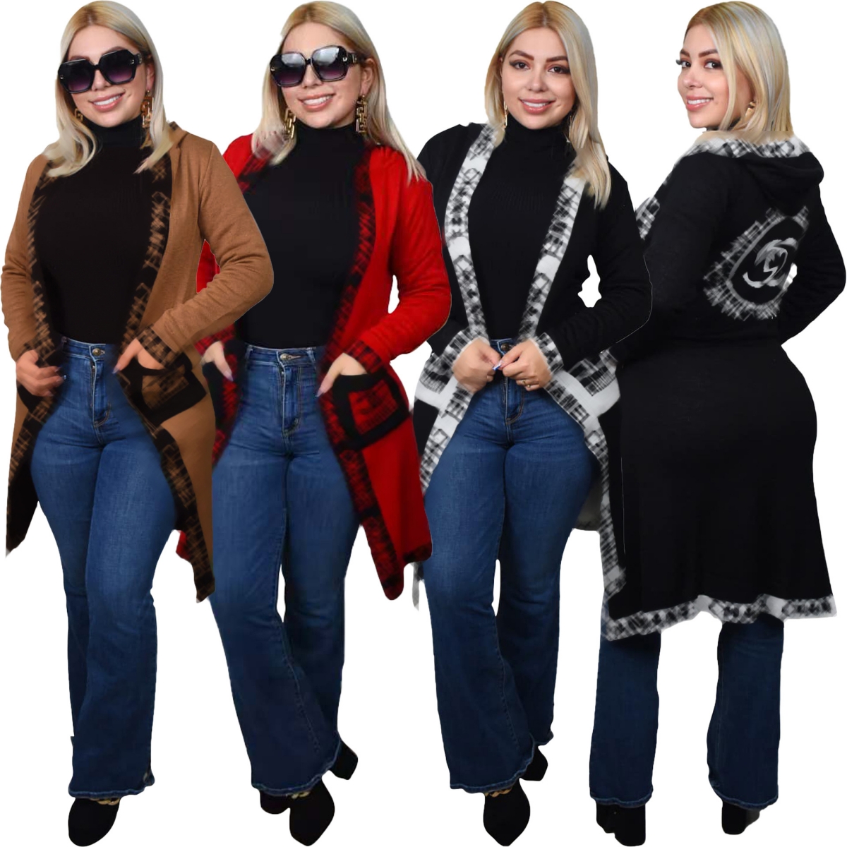 2025 Woolen Sweaters Knit Cardigan Women Casual Open Stitch Cardigans Coats Free Ship