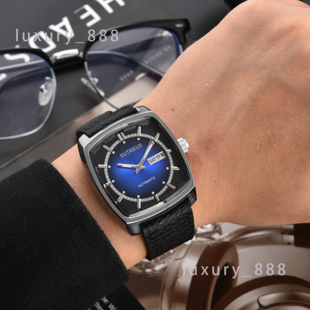Top Business Square Dial Luxury Watches for Men Date Leather Strap Automatic Wristwatch Daily Waterproof Cool Designer Fashion Male AAA Clocks for M