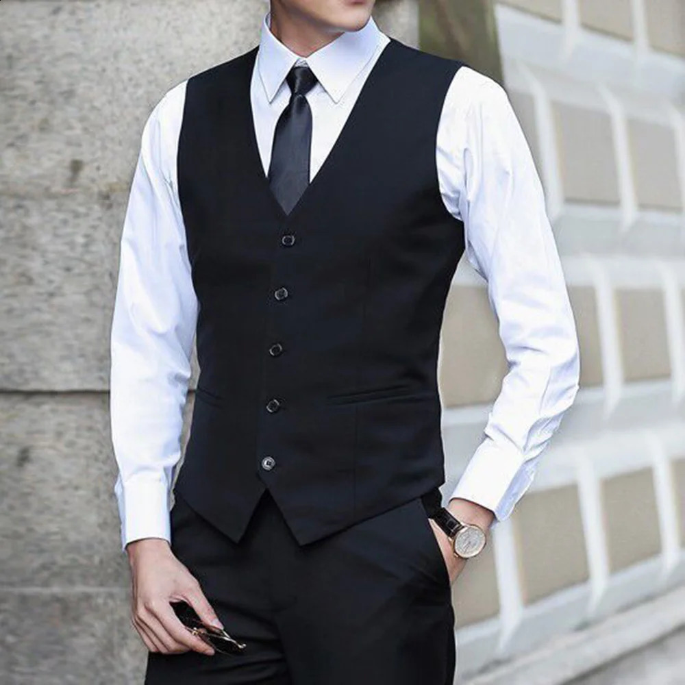 Suit Vest Men Slim Fit Sleeveless Waistcoat Mens Formal Business Wedding Dress Vests Chaleco Hombre 241224Z